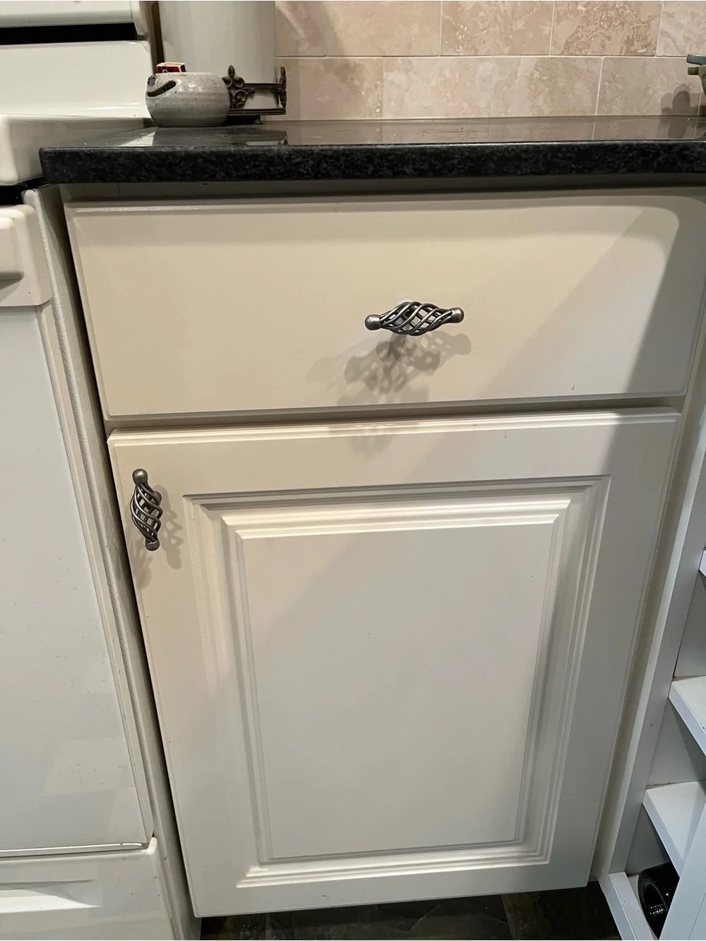 Amerock Brushed Pewter Village Birdcage pulls for cabinets